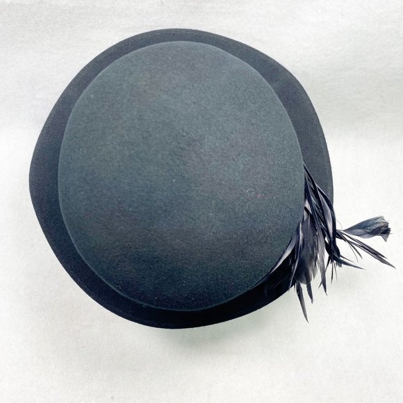 Betmar New York Black Wool Bucket Hat with Feather Detail main image 5
